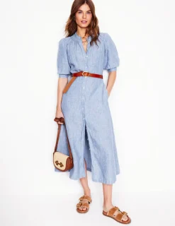 Dresses & Jumpsuits | Midi-Boden Ada Linen Midi Dress-Grey Blue Chambray GreyBlueChambray