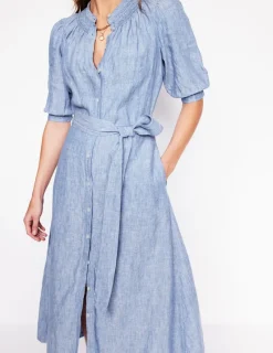 Dresses & Jumpsuits | Midi-Boden Ada Linen Midi Dress-Grey Blue Chambray GreyBlueChambray