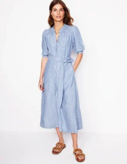 Dresses & Jumpsuits | Midi-Boden Ada Linen Midi Dress-Grey Blue Chambray GreyBlueChambray