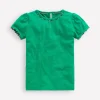 Tops & T-Shirts-Boden Ali Puff Sleeve Pom T-shirt-Bright Emerald BrightEmerald