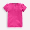 Tops & T-Shirts-Boden Ali Puff Sleeve Pom T-shirt-Flamingo Pink FlamingoPink