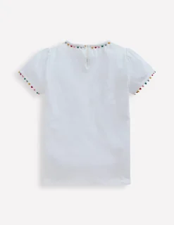 Tops & T-Shirts-Boden Ali Puff Sleeve Pom T-shirt- White