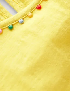 Tops & T-Shirts-Boden Ali Puff Sleeve Pom T-shirt-Pineapple Yellow PineappleYellow