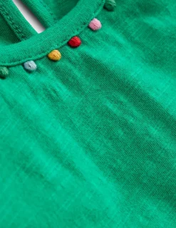 Tops & T-Shirts-Boden Ali Puff Sleeve Pom T-shirt-Bright Emerald BrightEmerald