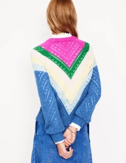 Sweaters & Cardigans-Boden Alice Fluffy Raglan Sweater-Blue and Pink Chevron BlueandPinkChevron