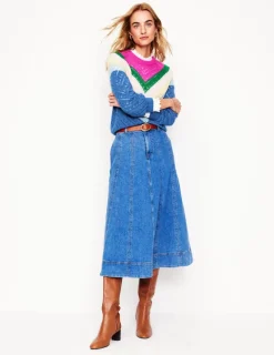 Sweaters & Cardigans-Boden Alice Fluffy Raglan Sweater-Blue and Pink Chevron BlueandPinkChevron
