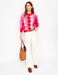 Sweaters & Cardigans-Boden Alice Fluffy Raglan Sweater-Poppy Red/ Chalk/ Tickled Pink PoppyRed/Chalk/TickledPink