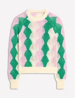 Sweaters & Cardigans-Boden Alice Fluffy Raglan Sweater-Warm Ivory/ Soft Lavender Pink WarmIvory/SoftLavenderPink