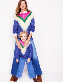 Sweaters & Cardigans-Boden Alice Fluffy Raglan Sweater-Blue and Pink Chevron BlueandPinkChevron