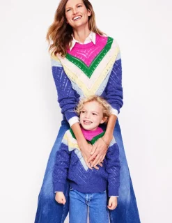 Sweaters & Cardigans-Boden Alice Fluffy Raglan Sweater-Blue and Pink Chevron BlueandPinkChevron