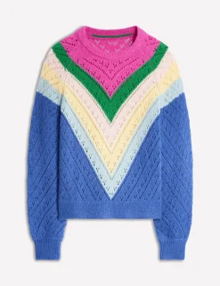 Sweaters & Cardigans-Boden Alice Fluffy Raglan Sweater-Blue and Pink Chevron BlueandPinkChevron
