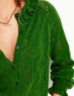 Sweaters & Cardigans-Boden Alice Fluffy Stitch Cardigan-Promenade Green PromenadeGreen