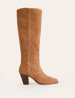 Heels | Boots-Boden Almond Toe Heeled Knee Boots- Tan