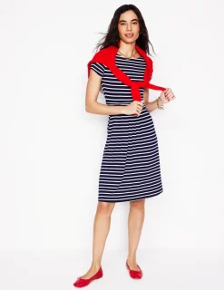 Dresses & Jumpsuits | Short-Boden Amelie Jersey Dress-Navy, Ivory Stripe Navy,IvoryStripe