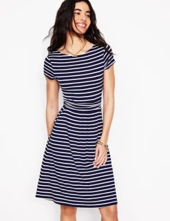 Dresses & Jumpsuits | Short-Boden Amelie Jersey Dress-Navy, Ivory Stripe Navy,IvoryStripe