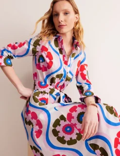 Petite Dresses | Midi-Boden Amy Cotton Midi Shirt Dress-Multi, Geo Floret Multi,GeoFloret