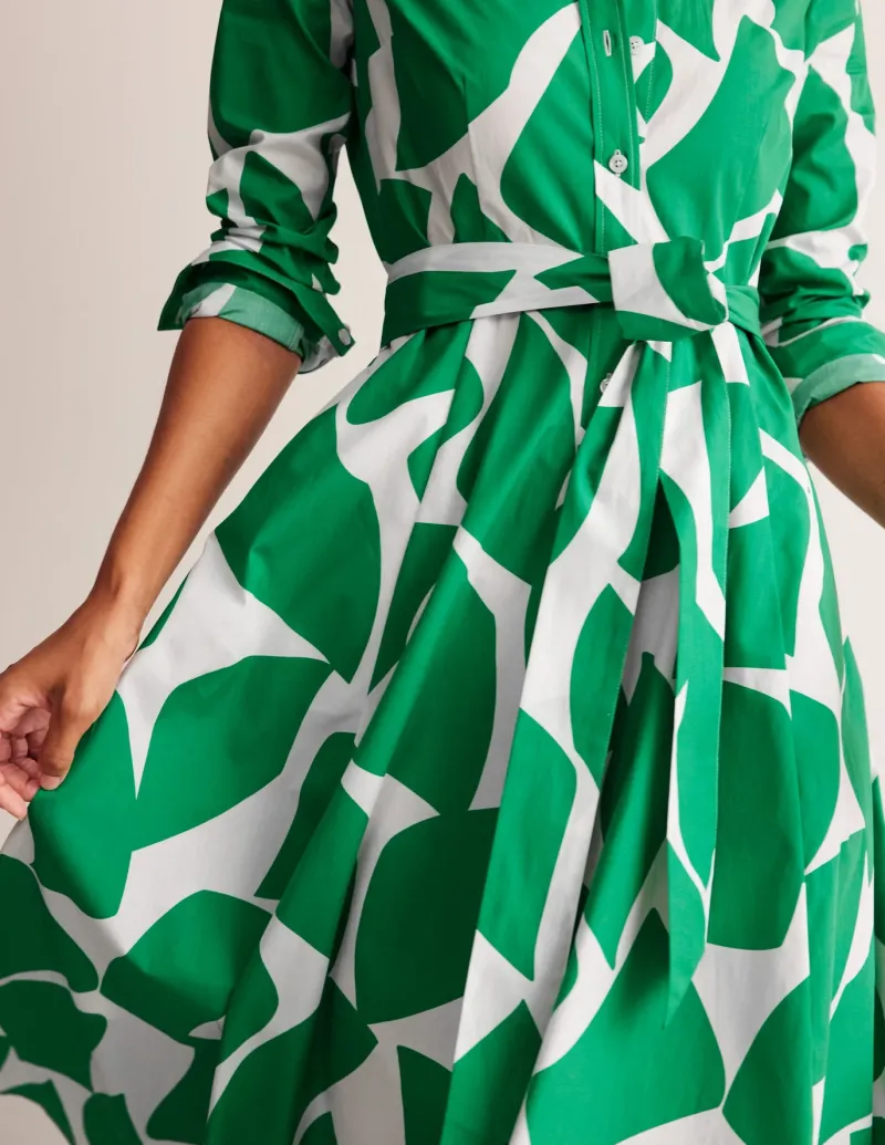 Petite Dresses | Midi-Boden Amy Cotton Midi Shirt Dress-Green Tambourine, Terazzo GreenTambourine,Terazzo