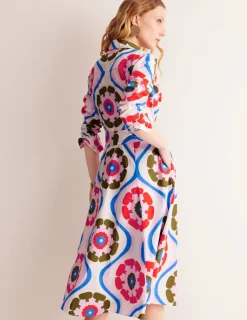 Petite Dresses | Midi-Boden Amy Cotton Midi Shirt Dress-Multi, Geo Floret Multi,GeoFloret