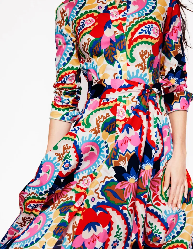 Petite Dresses | Midi-Boden Amy Cotton Midi Shirt Dress-Ivory, Botanical Paisley Ivory,BotanicalPaisley