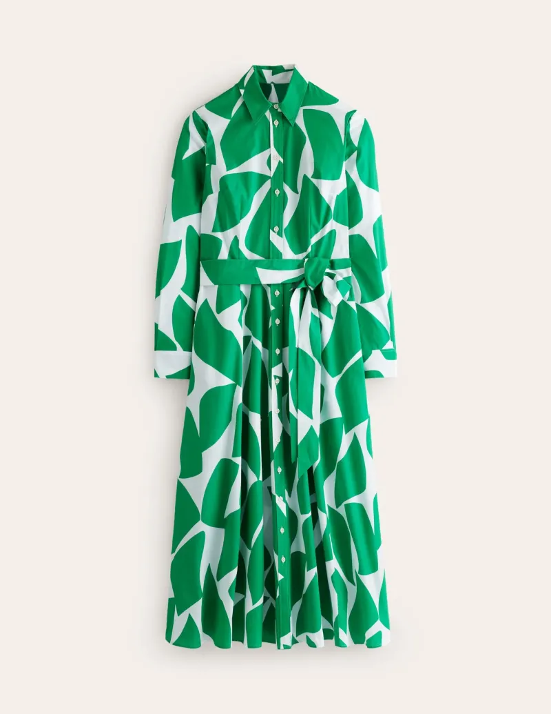 Petite Dresses | Midi-Boden Amy Cotton Midi Shirt Dress-Green Tambourine, Terazzo GreenTambourine,Terazzo