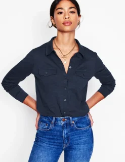 Shirts | T-Shirts & Tanks-Boden Amy Jersey Shirt- Navy