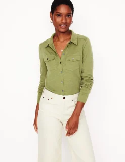 Shirts | T-Shirts & Tanks-Boden Amy Jersey Shirt-Soft Olive SoftOlive