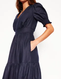 Dresses & Jumpsuits | Midi-Boden Anna Linen Tiered Midi Dress- Navy