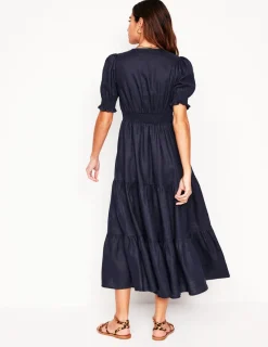 Dresses & Jumpsuits | Midi-Boden Anna Linen Tiered Midi Dress- Navy