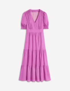Dresses & Jumpsuits | Midi-Boden Anna Linen Tiered Midi Dress-Foxglove Purple FoxglovePurple