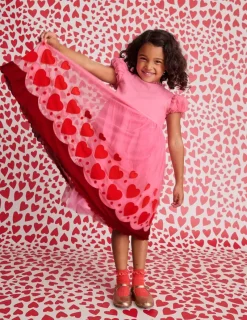 Dresses-Boden Appliqué Hem Tulle Dress-Bubblegum Pink Hearts BubblegumPinkHearts