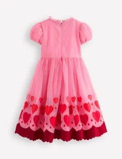 Dresses-Boden Appliqué Hem Tulle Dress-Bubblegum Pink Hearts BubblegumPinkHearts