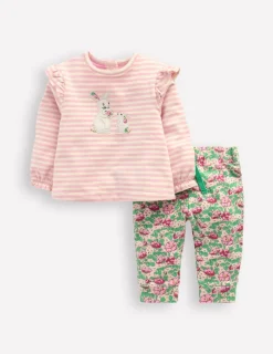 Playsuits & Rompers-Boden Appliqué Jersey Play Set-Almond Pink/ Soft Ivory AlmondPink/SoftIvory