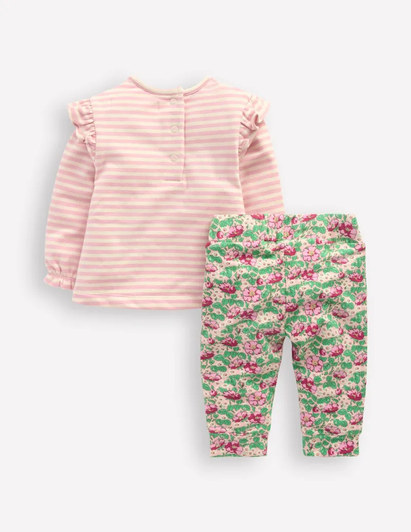 Playsuits & Rompers-Boden Appliqué Jersey Play Set-Almond Pink/ Soft Ivory AlmondPink/SoftIvory