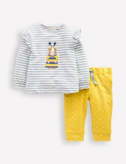 Playsuits & Rompers-Boden Appliqué Jersey Play Set-Vintage Blue and Ivory Stripe VintageBlueandIvoryStripe