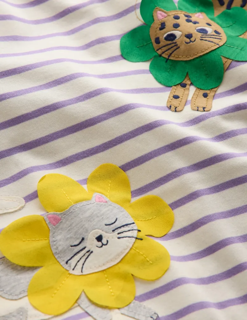 Tunics | Tops & T-Shirts-Boden Appliqué Jersey Tunic-Aster Purple / Ivory Cats