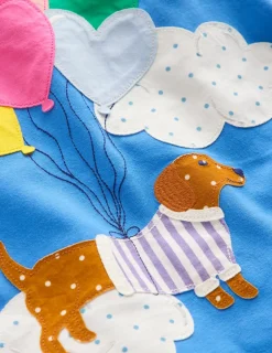 Tops & T-Shirts | Tunics-Boden Appliqué Jersey Tunic-Peacock Plume Blue Dog PeacockPlumeBlueDog