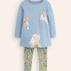 Tops & T-Shirts | Tunics-Boden Appliqué Tunic and Legging Set-French Blue Unicorns FrenchBlueUnicorns