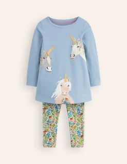 Tops & T-Shirts | Tunics-Boden Appliqué Tunic and Legging Set-French Blue Unicorns FrenchBlueUnicorns