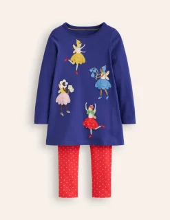 Tops & T-Shirts | Tunics-Boden Appliqué Tunic and Legging Set-Starboard Blue Fairies StarboardBlueFairies