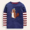 Tops, T-Shirts & Polos-Boden Applique Mock Sleeve T-Shirt-Starboard Blue Beaver StarboardBlueBeaver