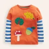 Tops, T-Shirts & Polos-Boden Applique Mock Sleeve T-Shirt-Autumn Maple Orange AutumnMapleOrange