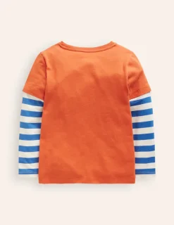 Tops, T-Shirts & Polos-Boden Applique Mock Sleeve T-Shirt-Autumn Maple Orange AutumnMapleOrange