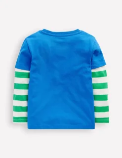 Tops, T-Shirts & Polos-Boden Applique Mock Sleeve T-Shirt-Kingfisher Blue Horse KingfisherBlueHorse