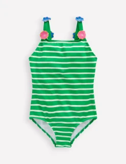 Swimwear & Beachwear-Boden Applique Strap Swimsuit-Sapling Green Stripe Hearts SaplingGreenStripeHearts