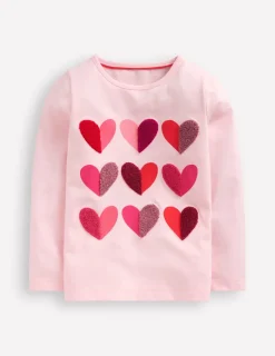 Tops & T-Shirts-Boden Ari Long Sleeve Boucle T-shirt-Chalk Pink Hearts ChalkPinkHearts
