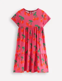 Dresses-Boden Ariel Twirly Jersey Dress-Sorbet Pink Cherries SorbetPinkCherries