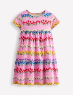 Dresses-Boden Ariel Twirly Jersey Dress-Cosmos Pink Floral Stripe CosmosPinkFloralStripe