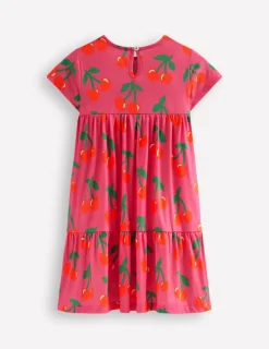 Dresses-Boden Ariel Twirly Jersey Dress-Sorbet Pink Cherries SorbetPinkCherries