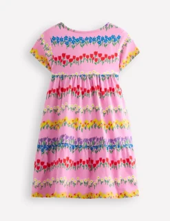 Dresses-Boden Ariel Twirly Jersey Dress-Cosmos Pink Floral Stripe CosmosPinkFloralStripe
