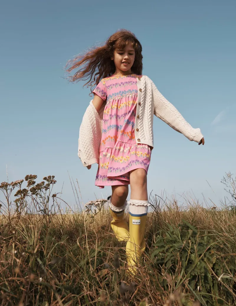 Dresses-Boden Ariel Twirly Jersey Dress-Cosmos Pink Floral Stripe CosmosPinkFloralStripe
